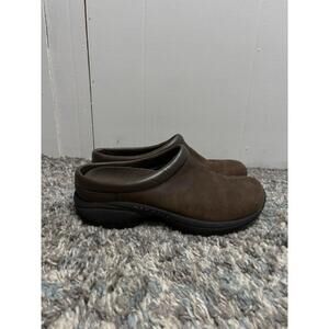 Merrell Shoes Womens 8.5 Encore Slip On Moc Mules Clogs Brown Leather Suede
